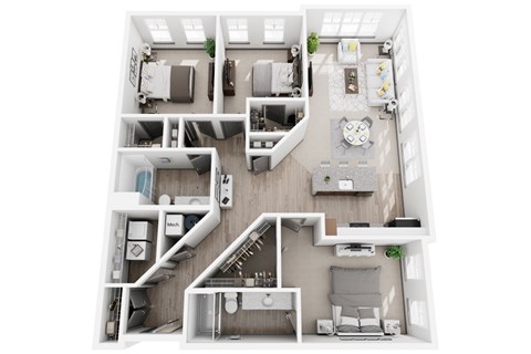 Floor plan for 3 beds, 2 baths, 1452 sqft